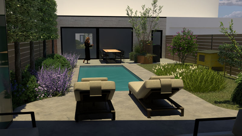 Tuin Van Heden Gezinstuin met zwembad en poolhouse in Arendonk